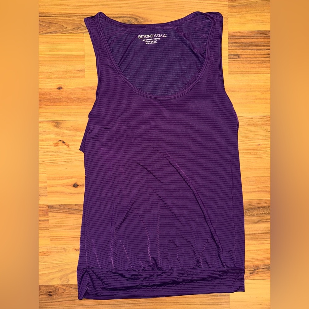 Beyond Yoga Ribbed Purple Tank Top Open Back Athleisure Yoga Studio Top Medium
